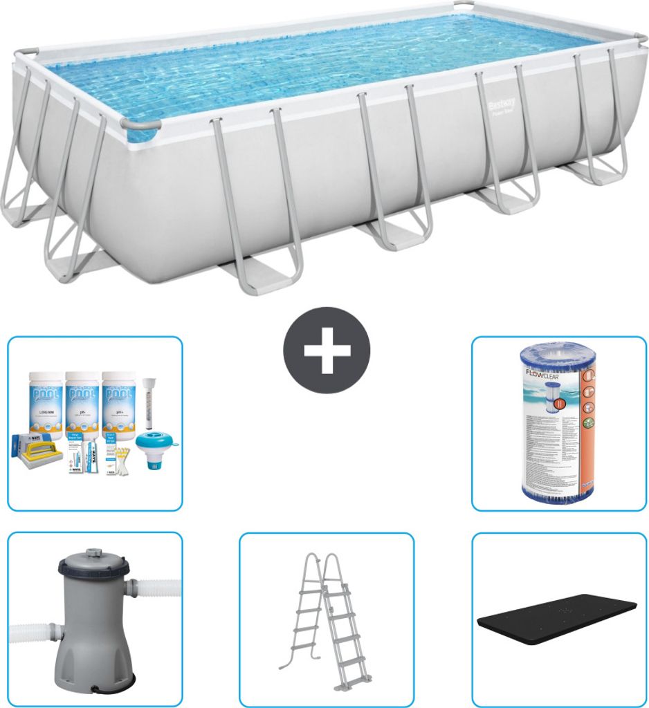 Bestway Rechteckiges Power Steel-Schwimmbecken – 488 x 244 Produktbild 