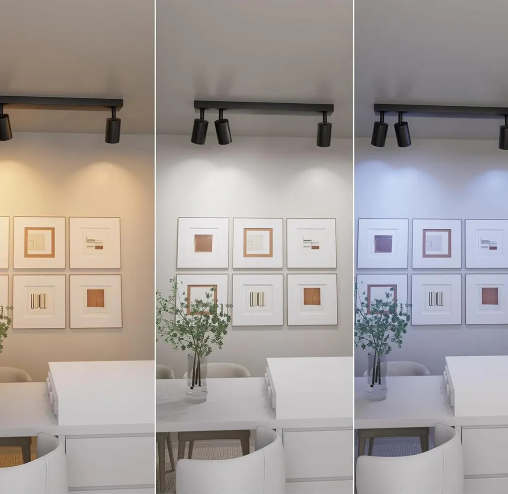 Éclairage cuisine et salon plafonnier 3 spots LED blanc GU10 39 cm