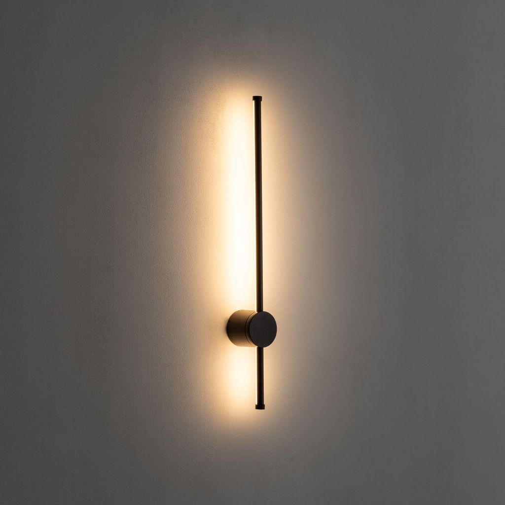LED Außenleuchte Wand Aluminium IP54 warmweißes Licht 3000 K 750 lm 65 cm hoch Schwarz länglich Modern