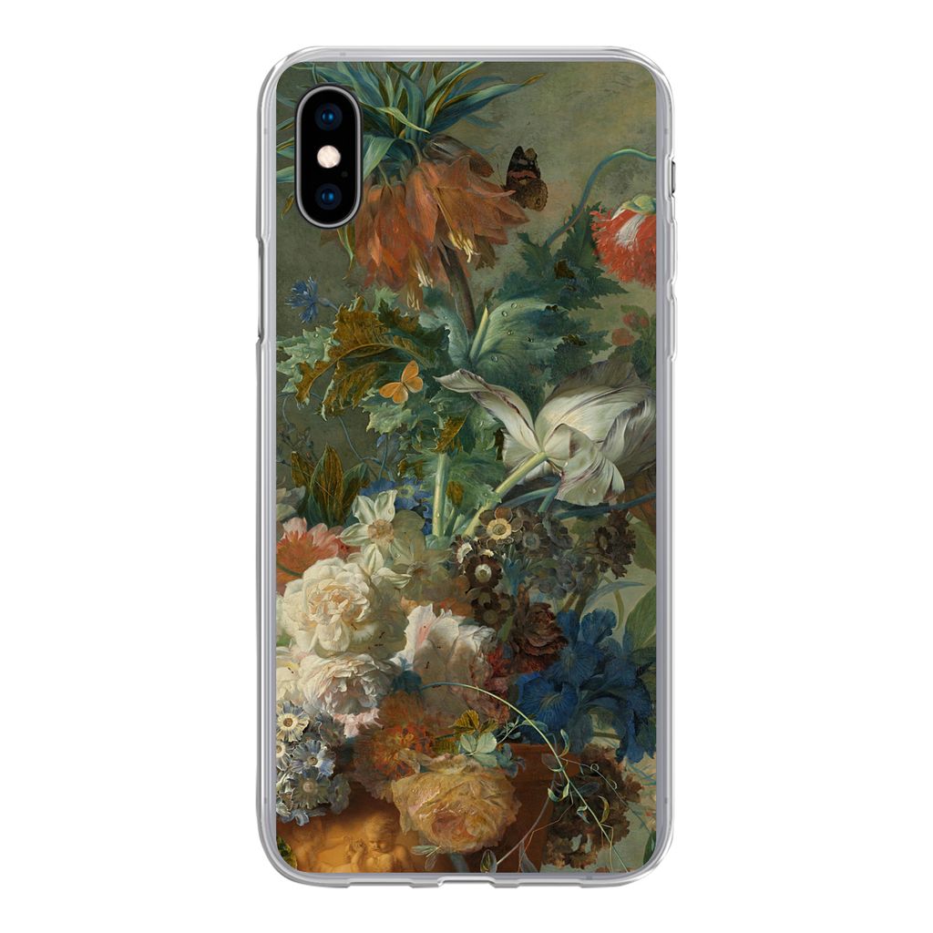MuchoWow Handyhülle Schutzhülle Hülle für iPhone Xs Stilleben mit Blumen - Gemälde von Jan van Huysum Silikon Softcase Handy Hülle - Handyt...