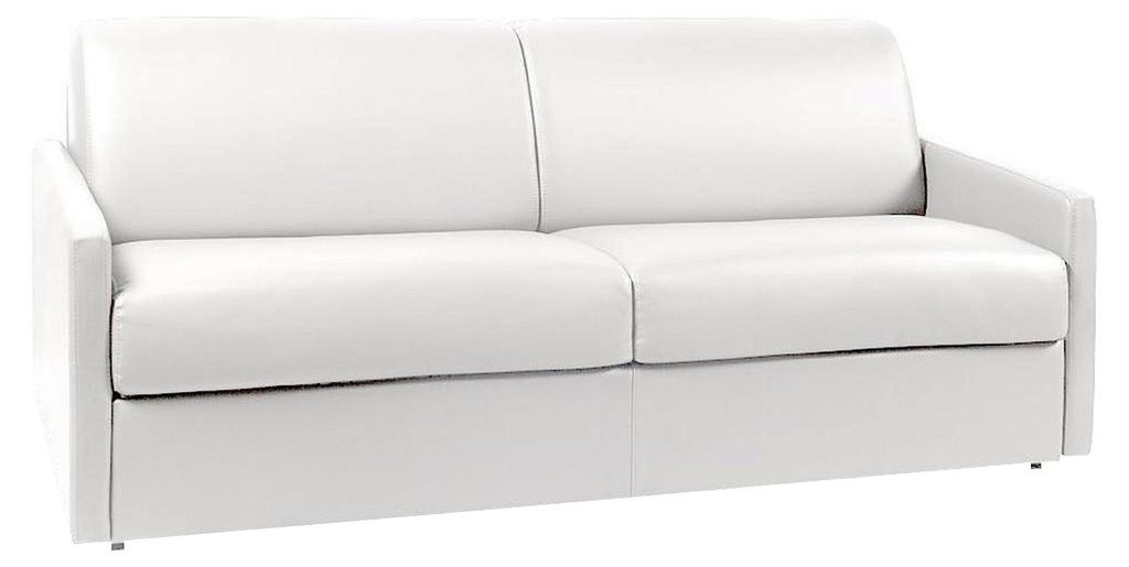 Express-Schlafsofa für 4 Personen aus weißem Kunstleder mit Sitzfläche aus Memory-Schaumstoff – Fläche 160 cm – Matratze 22 cm aus Schaumst...