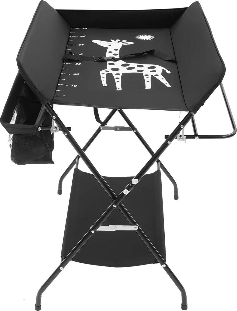 Baby Wickeltisch - Tragbare Wickelstation - Klappbar - Sicherheitsgurt - Eisenrahmen & Oxfordgewebe - Auflage 80×63 cm - Faltbreite 12 cm - Belast...