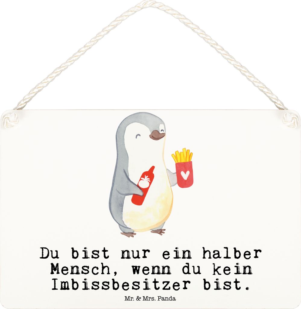 Mr. & Mrs. Panda wandtafel Imbissbesitzer Herz DIN A6 - Weiß - Geschenk, Schild, Witzig, Pommesverkäufer, Spruch, kleine aufmerksamkeit, Lustig, ...