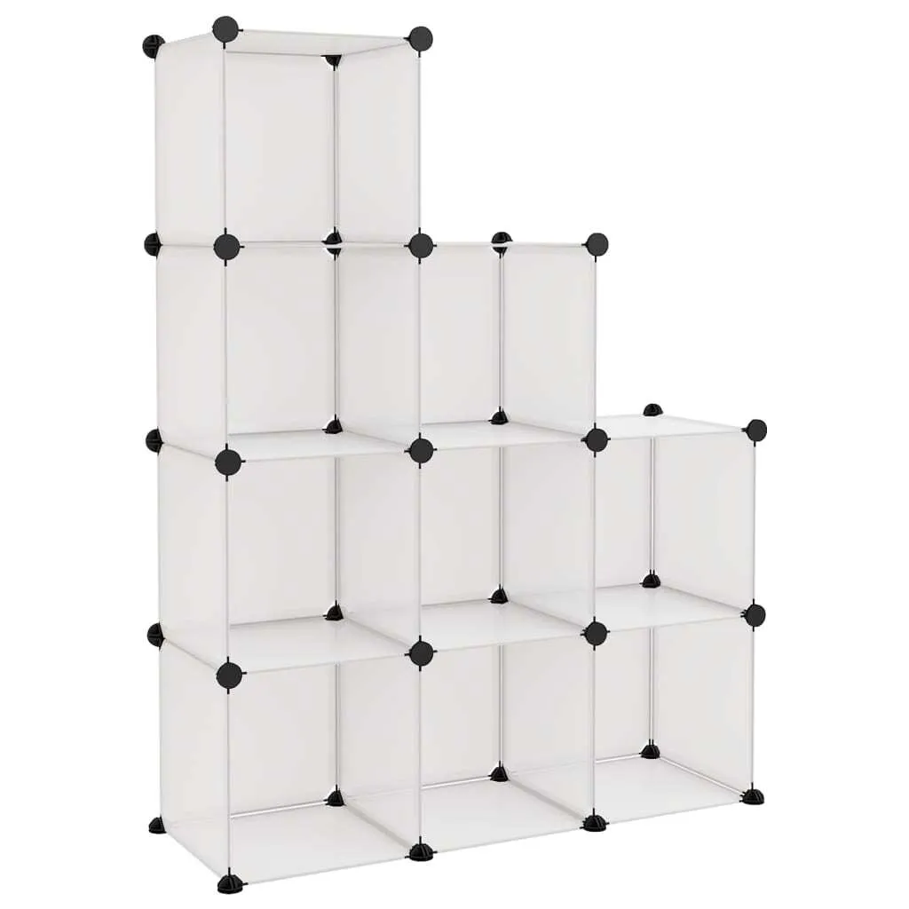 Meuble de rangement 9 cases modulables en plastique PP transparent