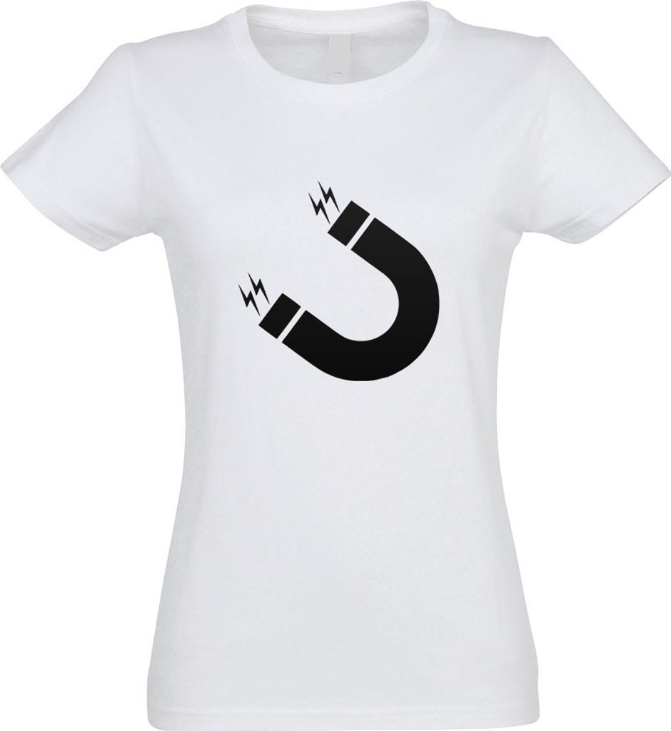 Kiwistar - T-Shirt tailliert - Damen - Weiss - Magnet - Elektro - Energie - mit Motiv Bedruckt - Funshirt Design - Sport - Freizeit - Damen - L