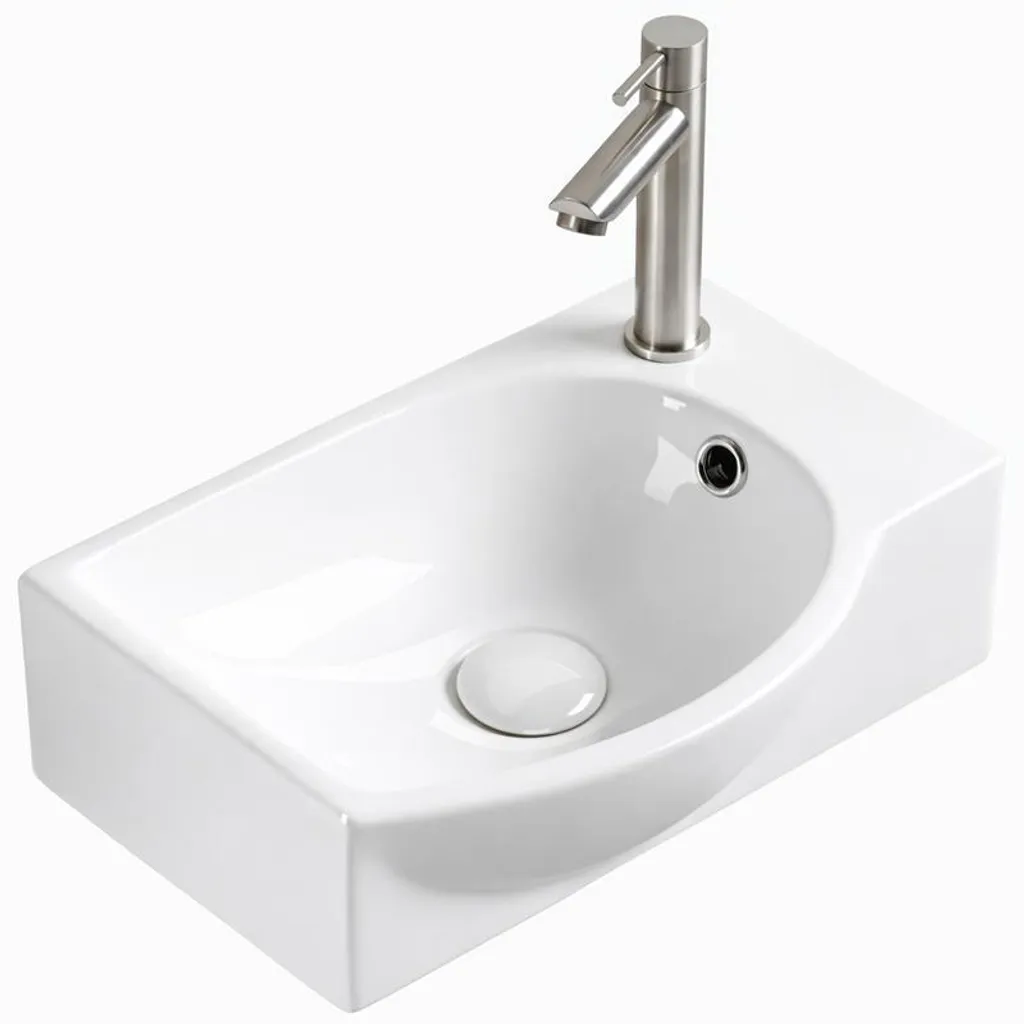 Lave-mains droit ELIN 40 x 28 cm Blanc Brillant pour WC et Petits Espaces