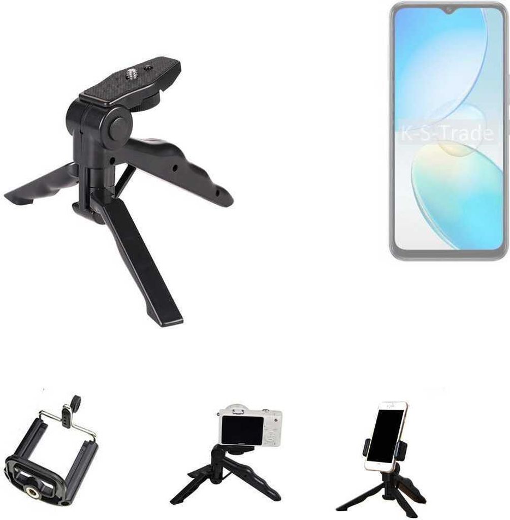 K-S-Trade Stativ Tisch-Ständer Dreibein Handy-Stativ Ständer kompatibel mit Infinix Hot 12 Pro Mini-Stativ Smartphone Tripod Handy-Stativ aus