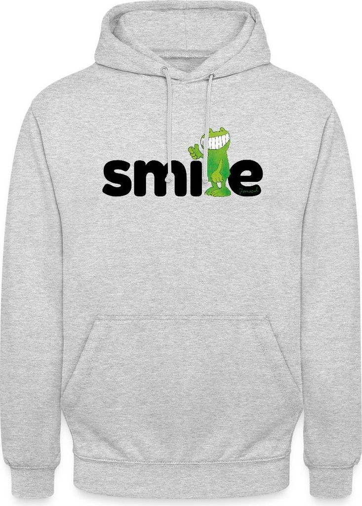 Spreadshirt Janosch Günter Kastenfrosch Smile Design Uni Hoodie, XL, Hellgrau meliert