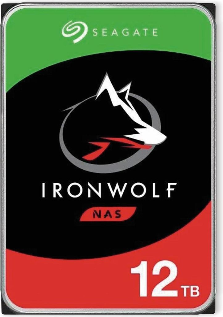 A product shot of a Seagate IronWolf NAS hard drive.