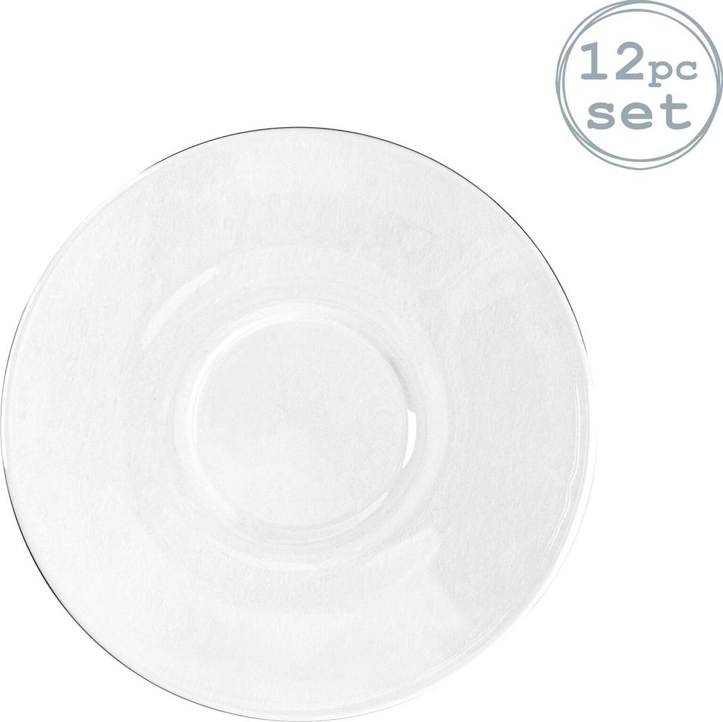 Bormioli Rocco 12 Stück Einfaches Bar Glas Tee Untertasse Set - Ausgeglichenes Glas Saucers für Teacups Kaffeetassen - 14cm