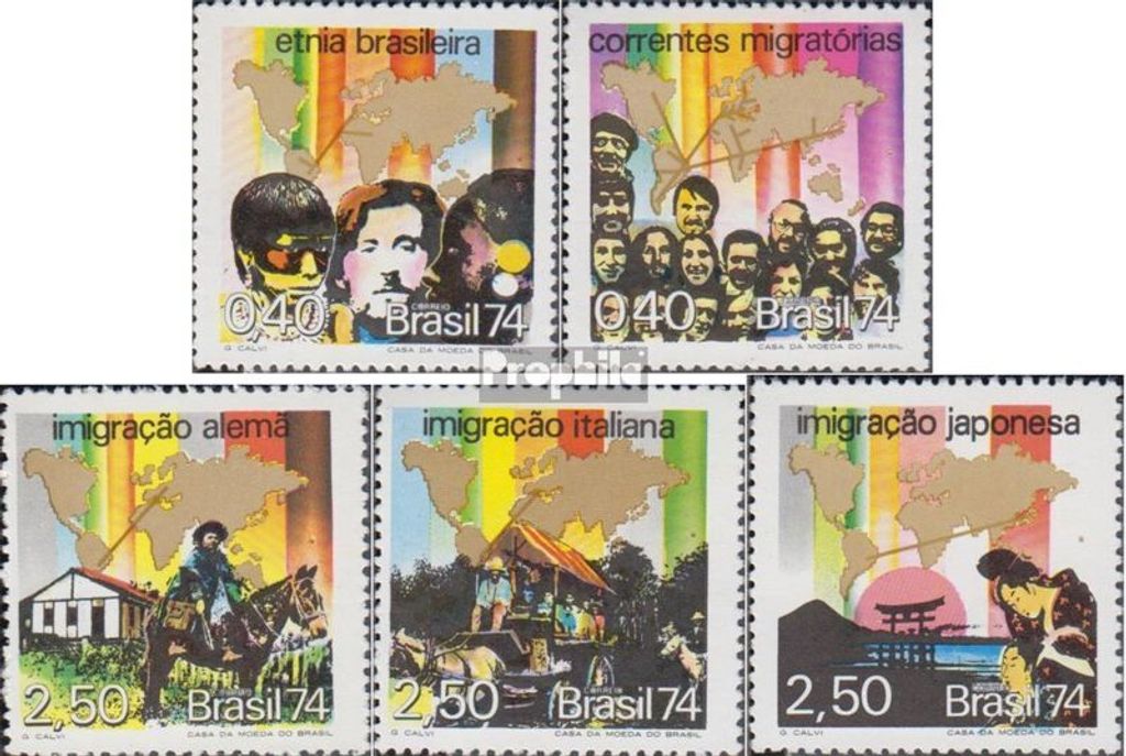 Briefmarken Brasilien 1974 Mi 1431-1435 (kompl.Ausg.) Produktbild 