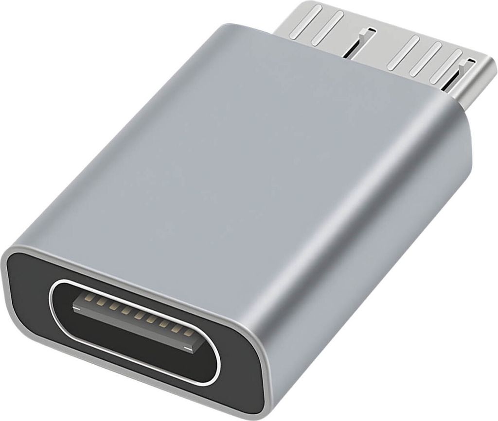 USB-C weiblich auf Micro B männlich Adapter, kompaktes Design – Grau