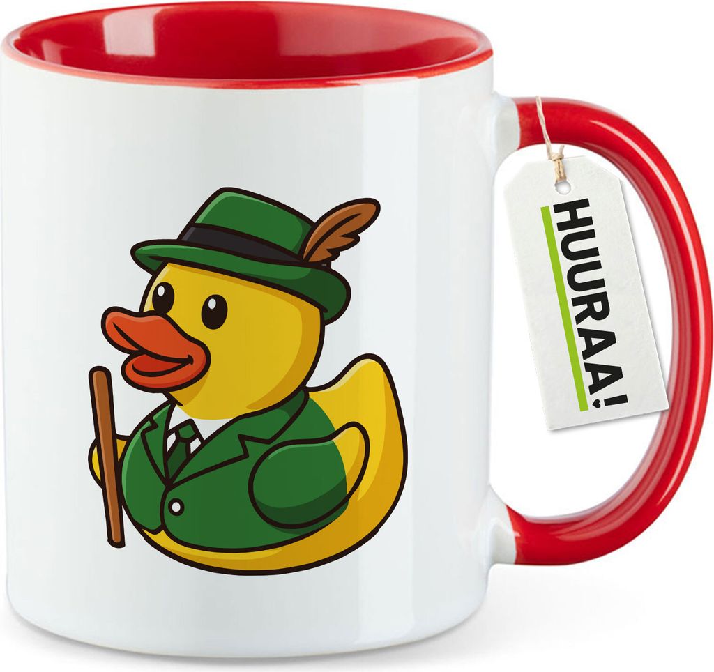 Huuraa Kaffeetasse Quietscheente Schützenbruder Gummiente Schützenfest 330ml Rot Keramik Kaffeebecher Geschenkidee