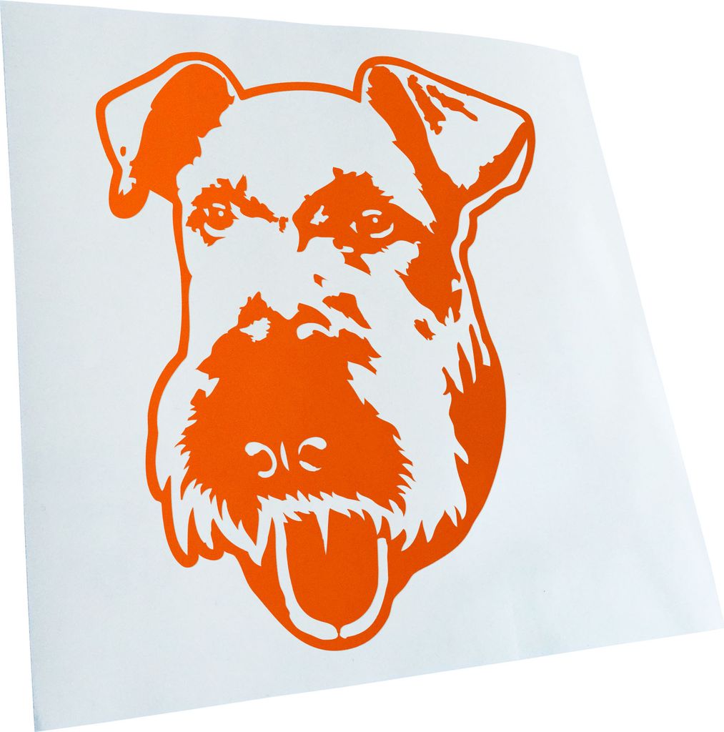 Kiwistar - Autoaufkleber - Airedale Terrier Hund - Orange - 24x20cm - Aufkleber für Auto, Laptop, Fahrrad, LKW, Motorrad mehrfarbig JDM Decal Racing