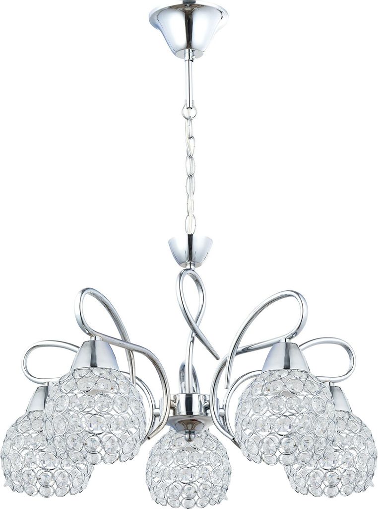 HowHomely Pendelleuchte Crystal fünffach silber 70x50 cm Produktbild 