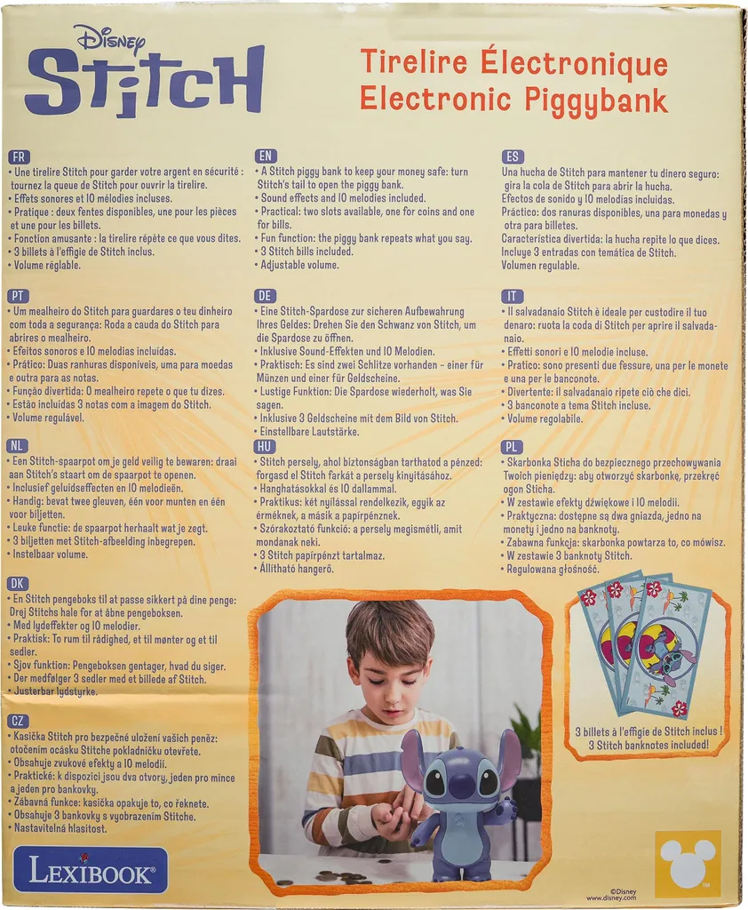 Tirelire Stitch interactive avec aspirateur à billets et code secret - 6