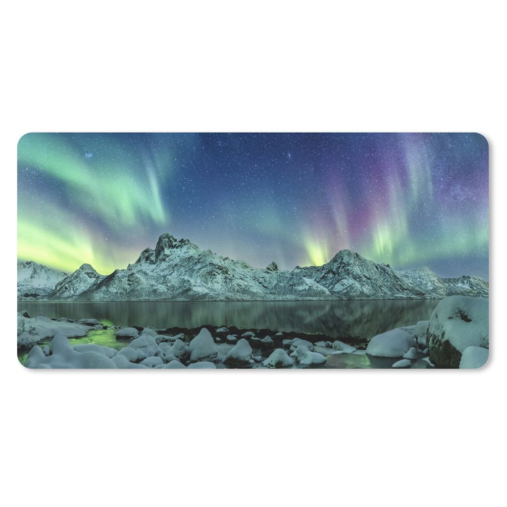 MuchoWow Mauspad Mousepad Meer - Eis - Nordlicht - Winter - Natur 60x30 cm - Mousepads - Maus Mat - Pad - Mausunterlage - Nachhaltig