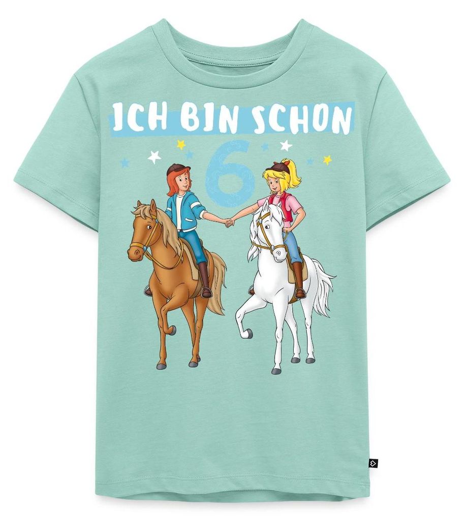 Spreadshirt Bibi & Tina Geburtstag Ich Bin Schon Sechs Kinder Premium T-Shirt, 110/116 (4 Jahre), Mint