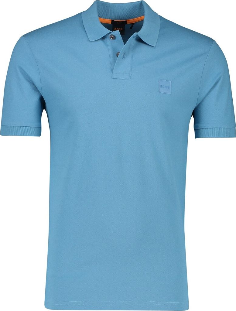 BOSS Kurzarm-Passagier-Polo Slim Fit Blau 2-Knopf Baumwolle