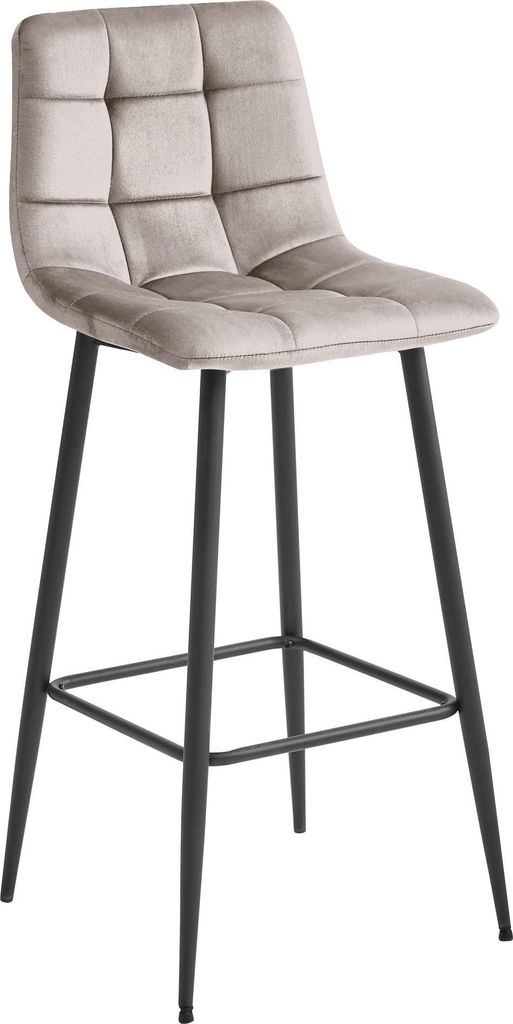 ARCETO Hocker - dunkelbeiger Samt / schwarze Beine x 1