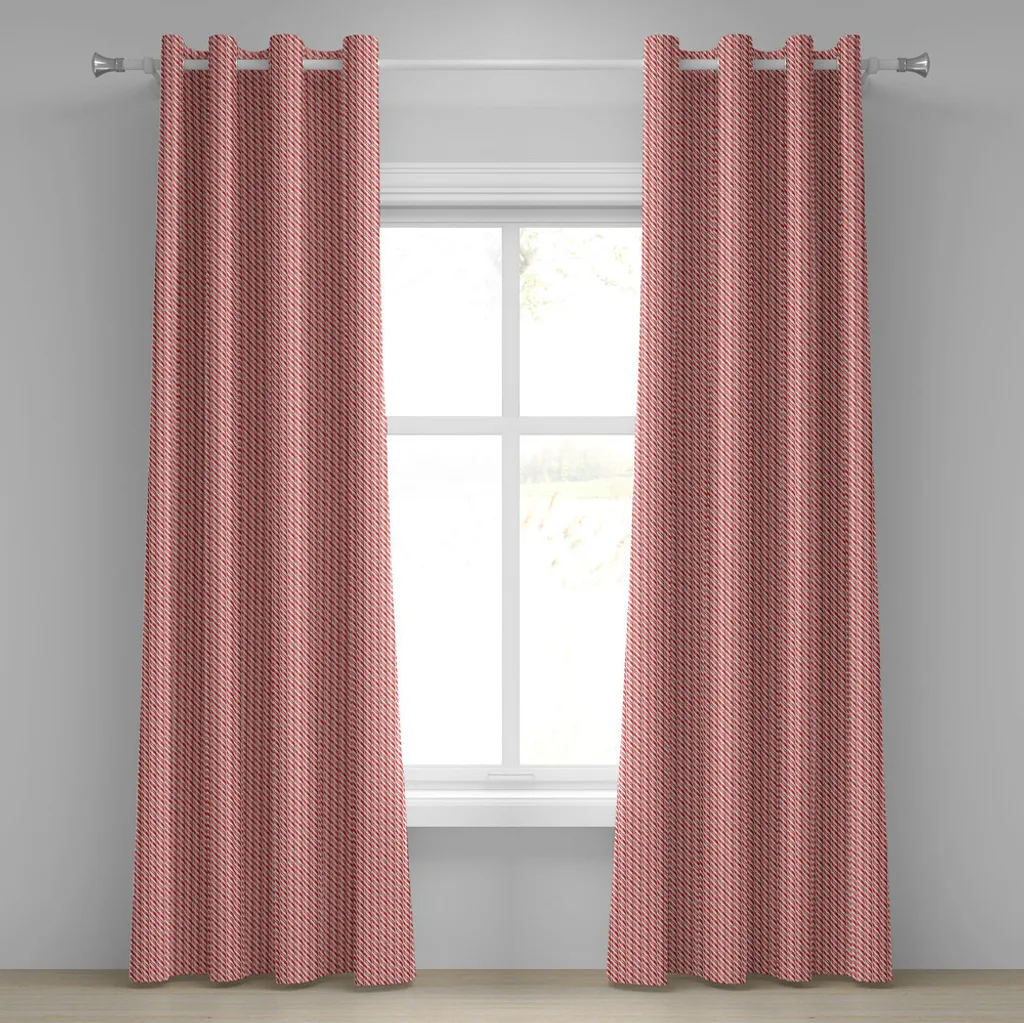 Rideau à œillets Candy Cane 280x175 cm ABAKUHAUS Rouge et Crème