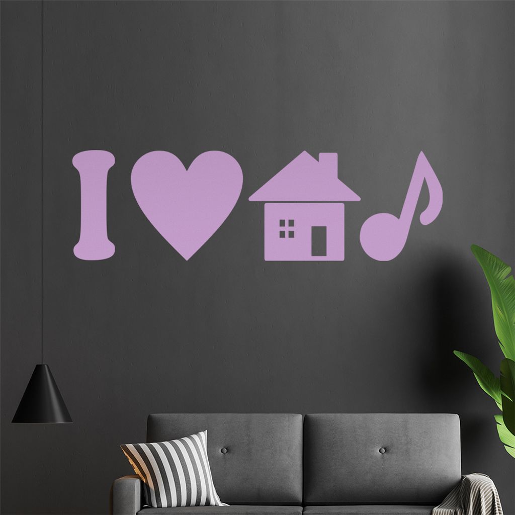 I love housemusic Note Wandtattoo in 6 Größen - Wandaufkleber Wall Sticker - Dekoration, Küche, Wohnzimmer, Schlafzimmer, Badezimmer