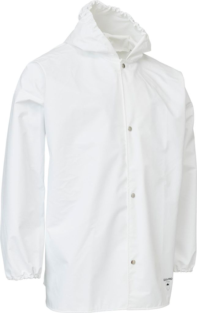 ELKA PRO Arbeitsjacke mit Kapuze Druckknöpfe Windschutz Weiss S