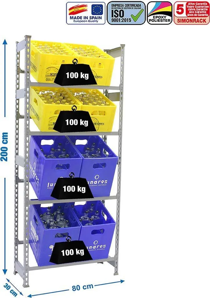 Étagère SimonRack KIT SIMONBOTTLE 4-2000X800X300 Gris pour 12 Bouteilles