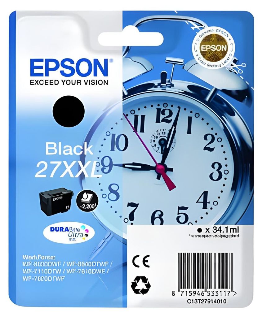 Epson Alarm clock Singlepack Black 27XXL DURABrite Ultra Produktbild 
