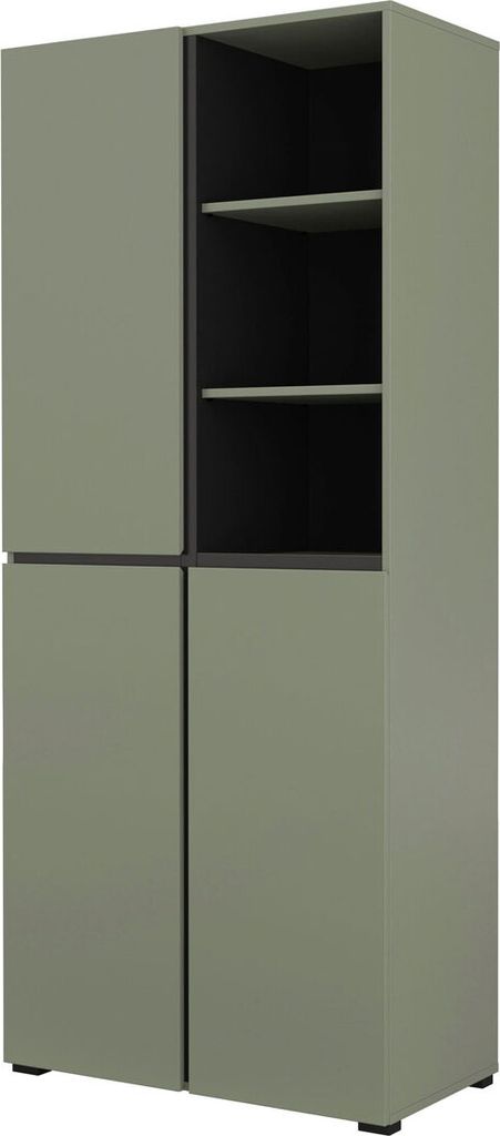 Schuhschrank Kaunas Stauraumschrank 80x40x184cm Farbe wählbarSalbei / Schwarz