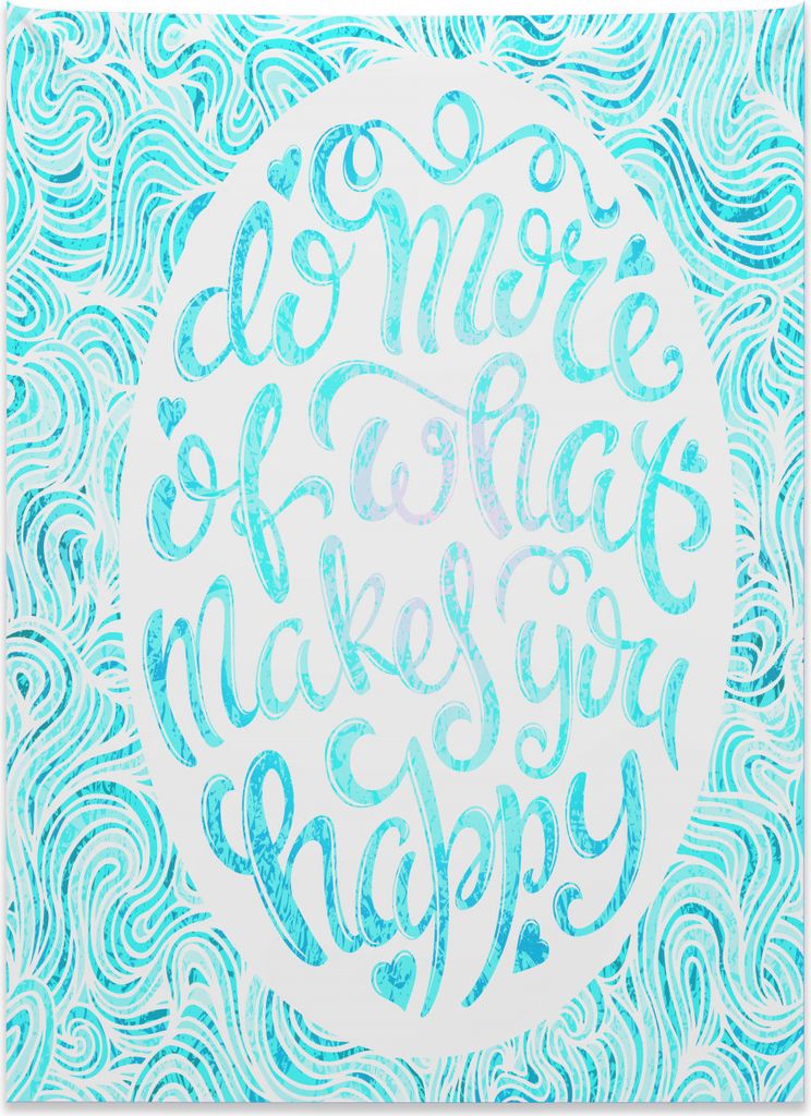 Abakuhaus Blau Weiss Wandteppich, Zitat und Wellen aus Weiches Mikrofaser Stoff Kein Verblassen Klare Farben Waschbar, 110 x 150 cm, Hellblau Marin...