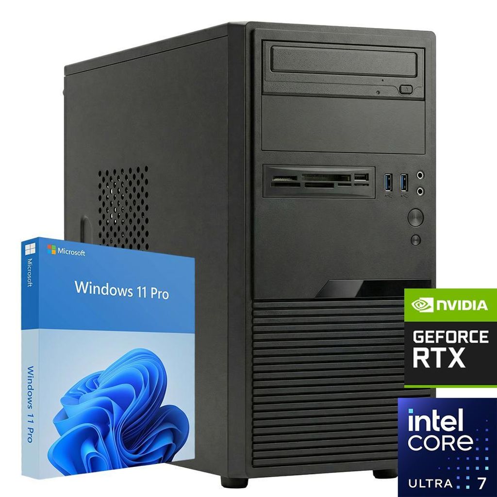 Intel Core Ultra 7 - Wasserkühlung - RTX 3050 - 32 GB DDR5 - 1000 GB SSD - WLAN - Bluetooth - CD/DVD - SD/MicroSD - Windows 11 Pro (COMPUGEAR X218...