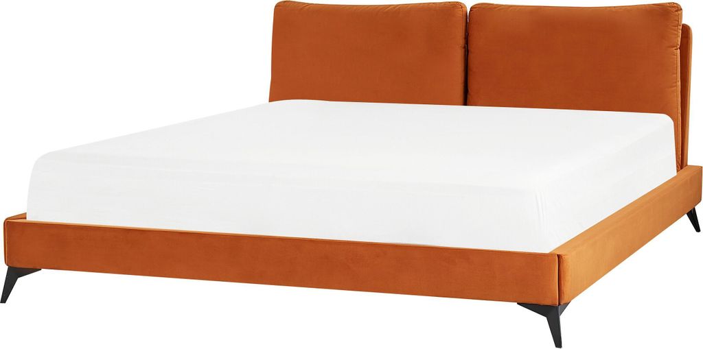 BELIANI Polsterbett Orange 180 x 200 cm Samtstoff Mit Lattenrost Elegant Modernes Design