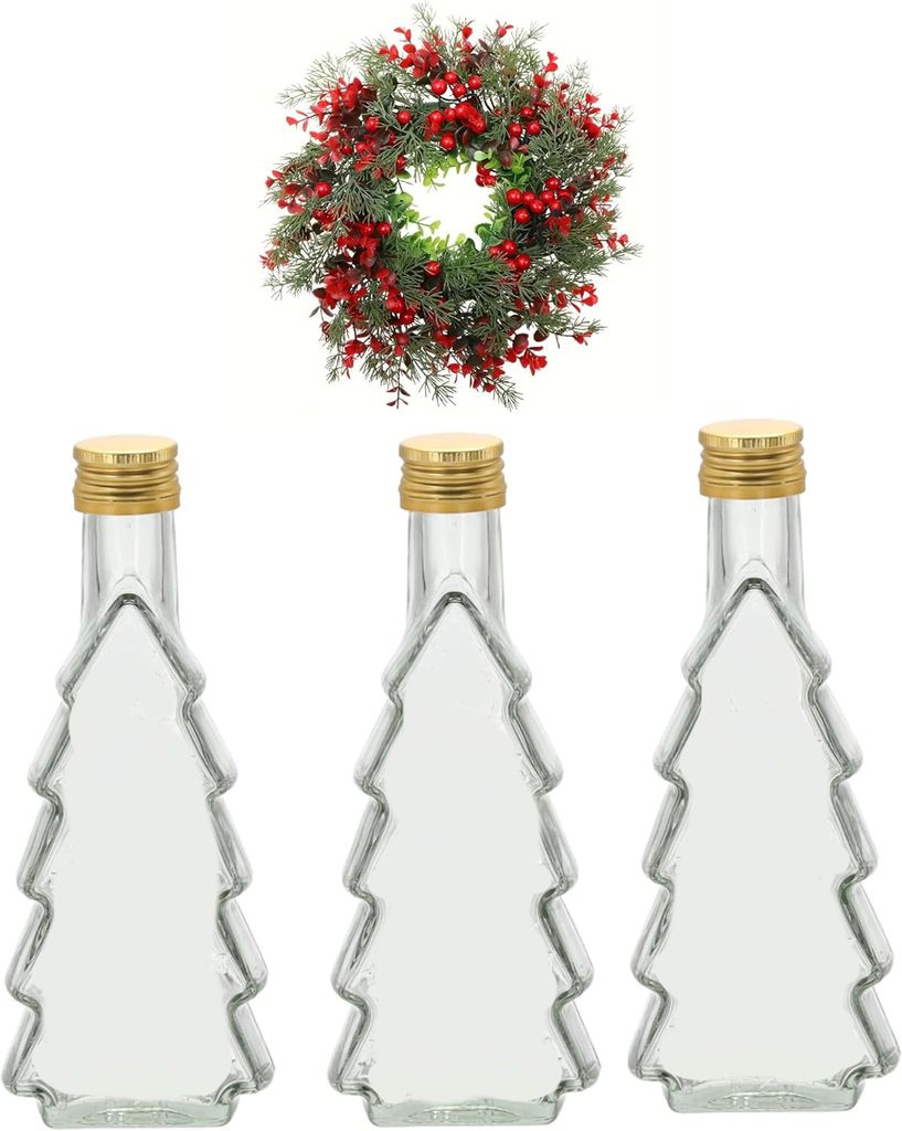 3 x 200ml Weihnachtsflaschen Schnapsflaschen Geschenkflaschen Likörflaschen