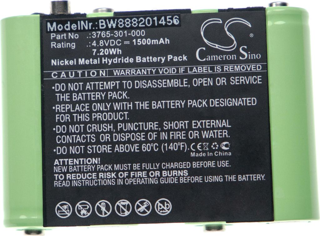 vhbw Akku kompatibel mit Peli 3769, 3765, 3760Z0, 3715Z0 LED ATEX 2015 Taschenlampe Kopflampe (1500 mAh, 4,8 V, NiMH)