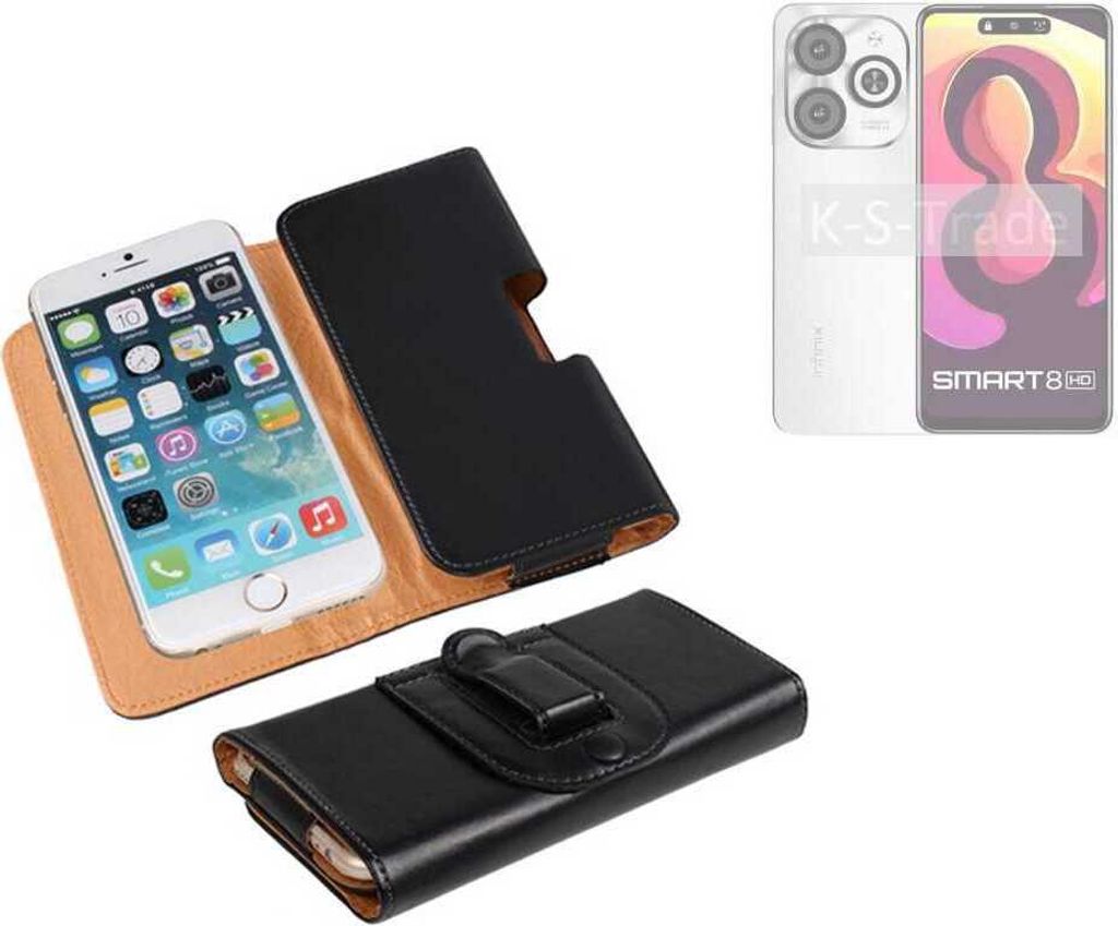 K-S-Trade Schützhülle Handyhülle kompatibel mit Infinix Smart 8 HD Holster Gürtel Tasche Schutzhülle Handy-Tasche Smartphone Case Seitentasche