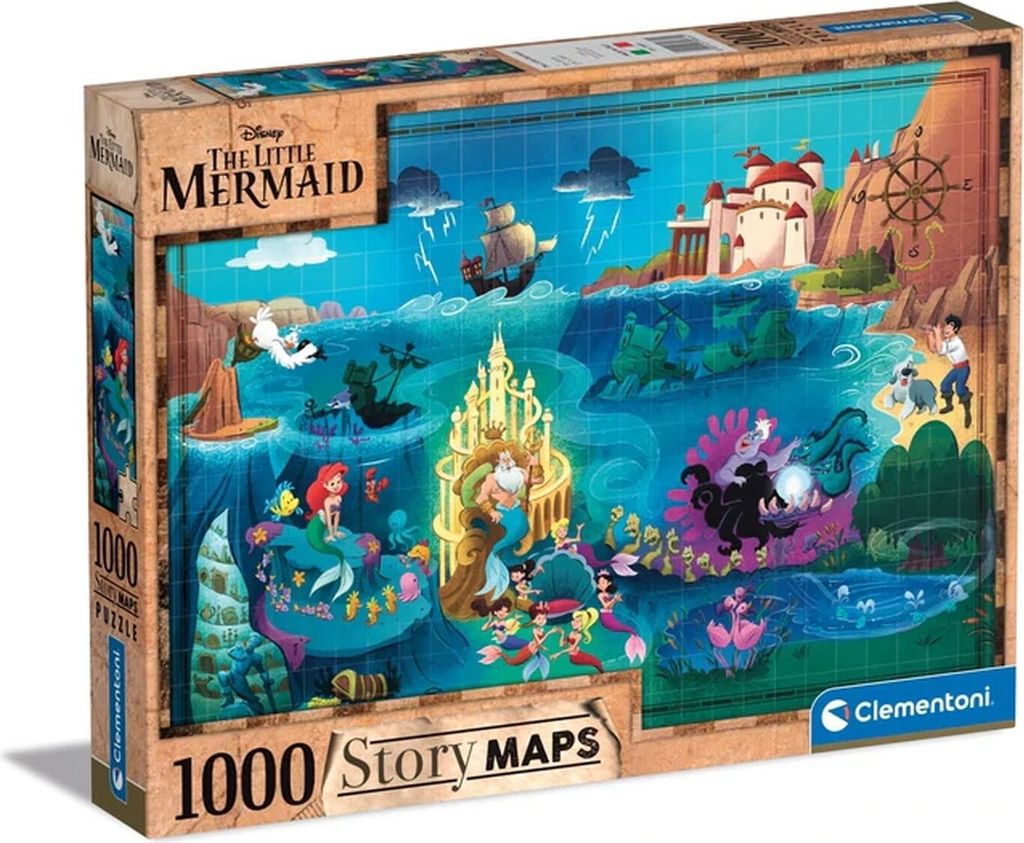 Clementoni Weltkarte Puzzle Kleine Meerjungfrau, 1000 Teile.