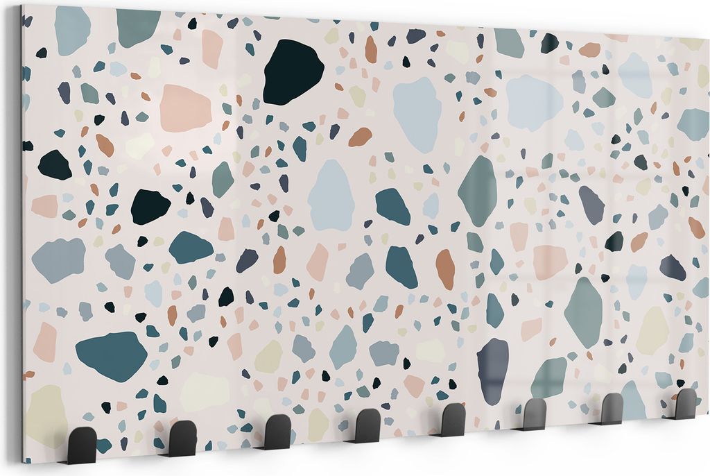 DEQORI Kleiderhaken Glas 60x30 cm 'Moderne Terrazzo' Wand Garderobe beschreibbar Paneel