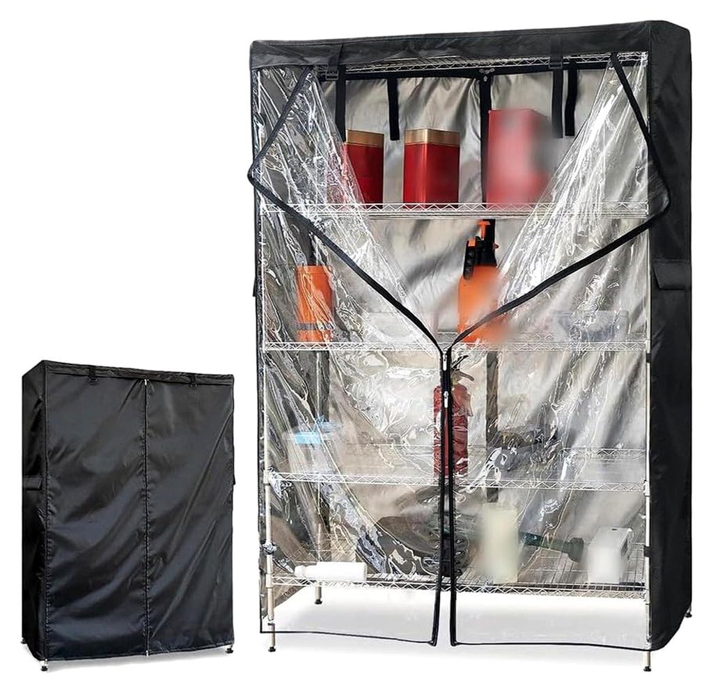 Regalabdeckung für Drahtregale, 91,4 cm B x 48,3 cm T x 157,5 cm H oder 121,9 cm B x 48,3 cm T x 182,9 cm H, 210D Oxford mit transparenter PVC-Vor...