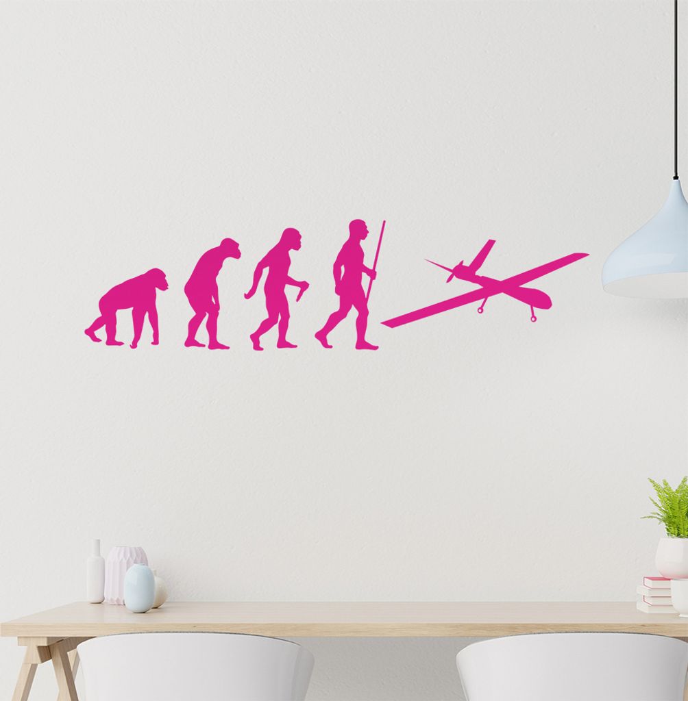 Drohne Flugzeug Evolution Wandtattoo Wandaufkleber Wall Sticker - Dekoration, Küche, Wohnzimmer, Schlafzimmer, Badezimmer