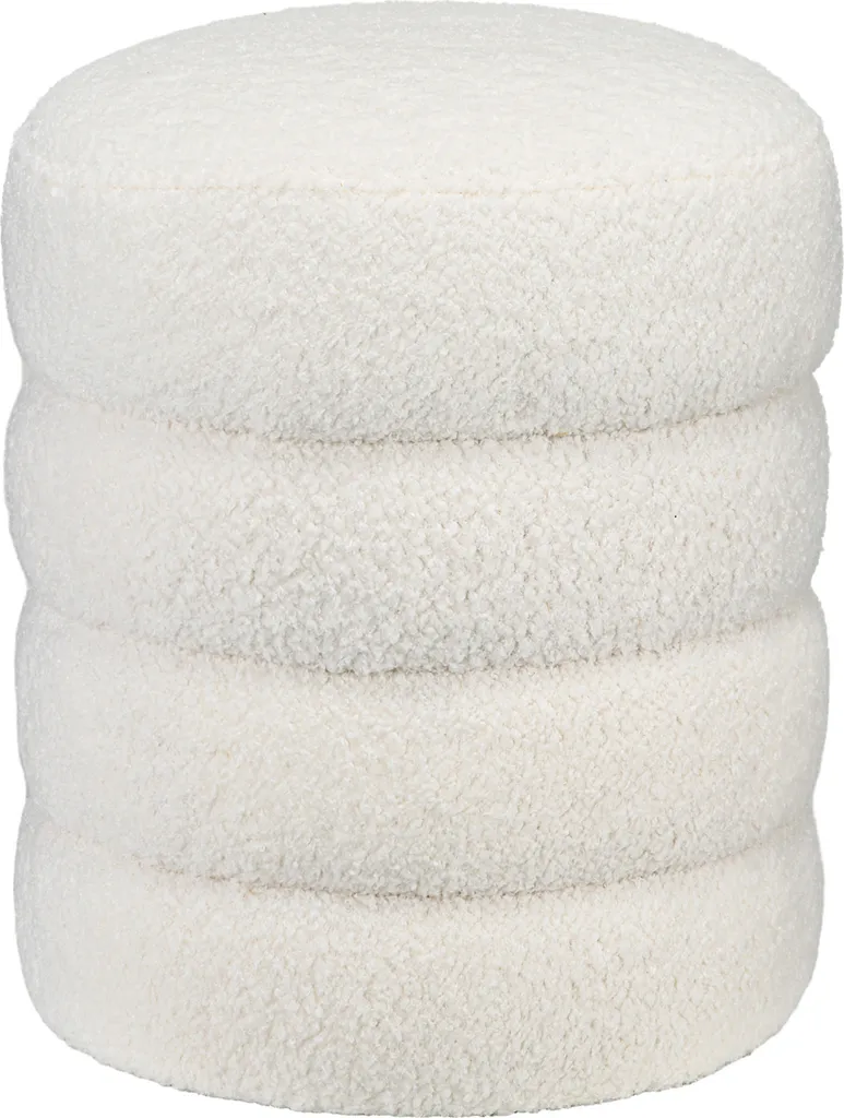 Siège d'appoint Salon et Chambre : Pouf Rond Confortable Blanc Ø40x45cm