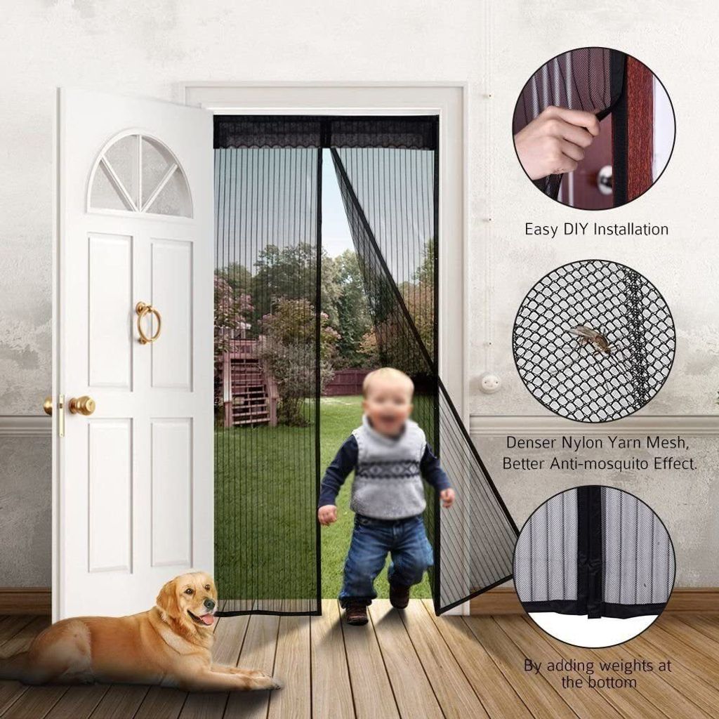 Magnet-Fliegengitter Für Türen – Ohne Bohren Befestigen, 120x200 Cm, Schwarz, Für Balkon-, Terrassen- & Zimmertüren