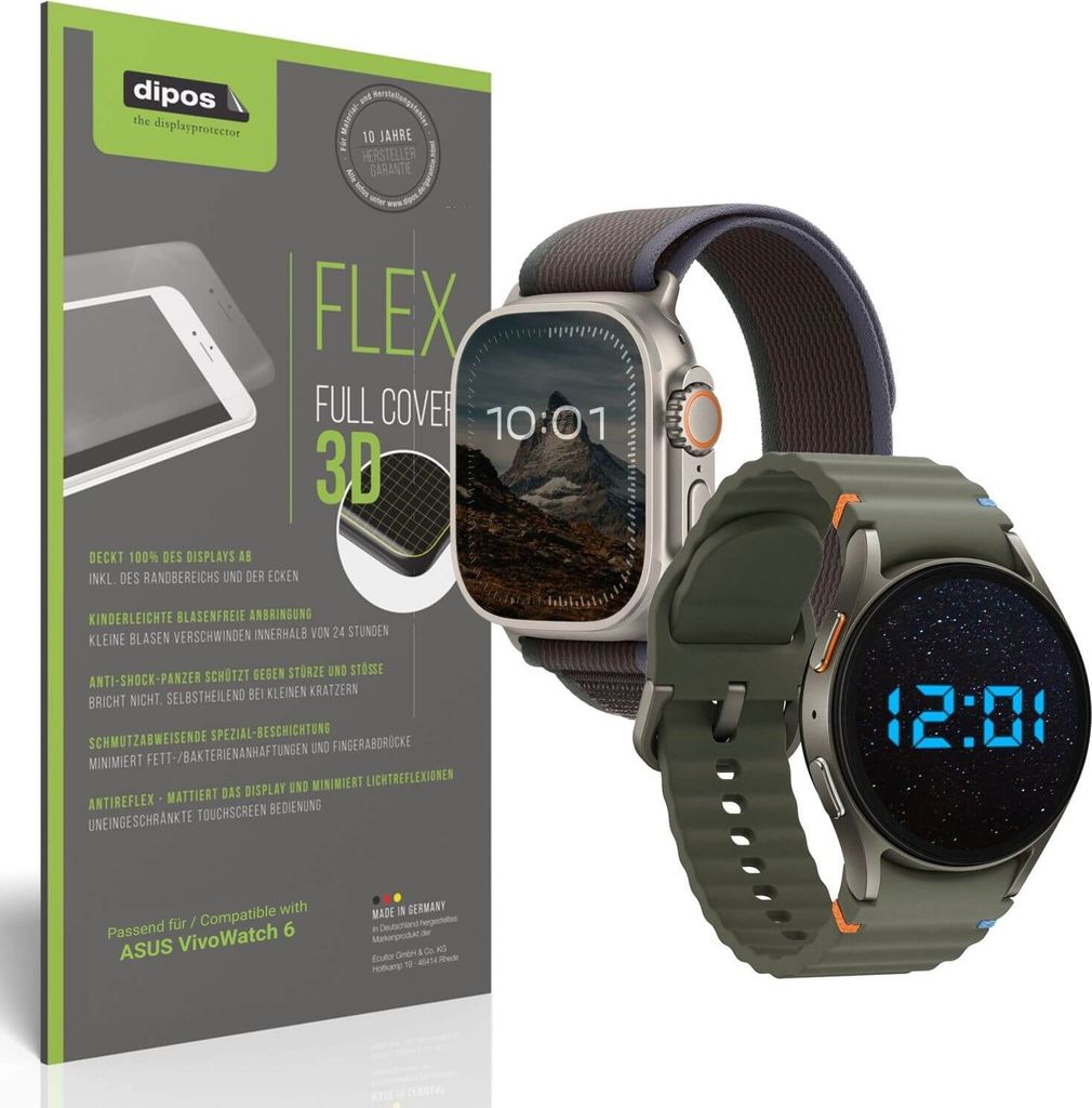 2x Full Cover Schutzfolie matt für ASUS VivoWatch 6 Produktbild 