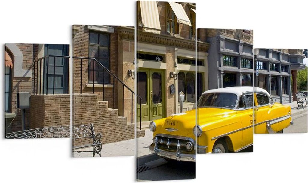 Bild auf Leinwand - Leinwandbild - Amerikanisches auto klassisch stadt - 125x70cm - Wand Bild - Wanddeko - Leinwanddruck - Bilder - Kunstdruck - Le...