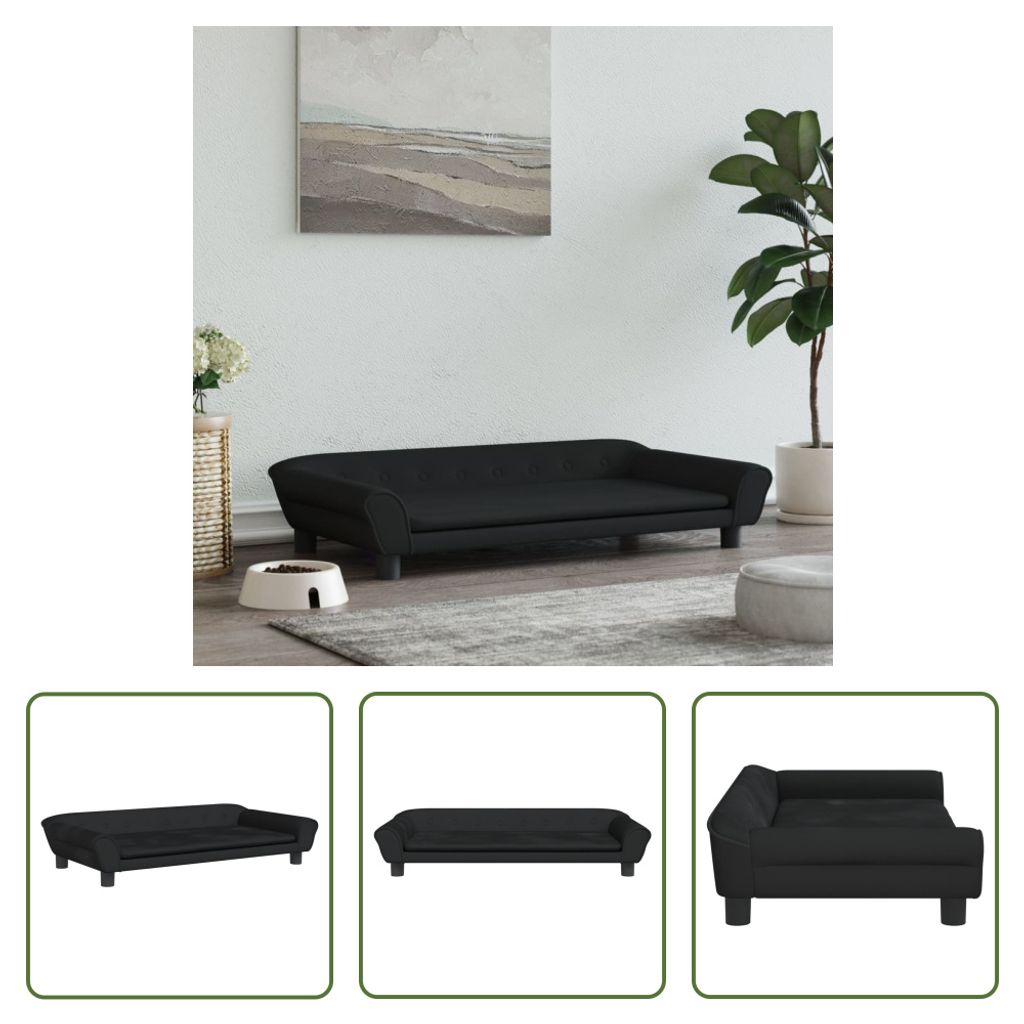 The Living Store Hundebett Schwarz 100x50x21 cm Samt