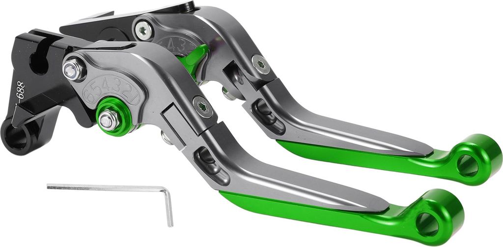 Kurze Lange Brems- und Kupplungshebel für Yamaha MT-07 14-22 6-fach verstellbare Motorrad Lenker Bremshebel Aluminiumlegierung Titan Griff Grünes...