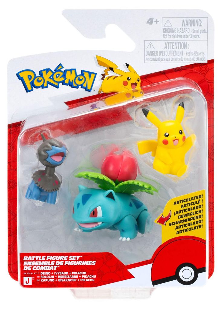 Pokémon - Pikachu, Kapuno & Bisaknosp - Battle Figure Set Produktbild 