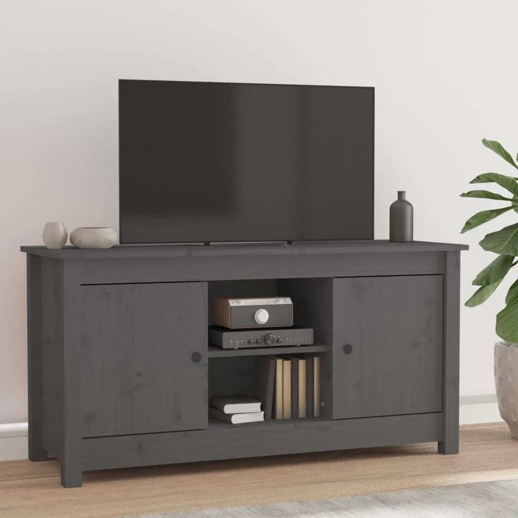 Offerta Mobile TV Legno Massello Pino Grigio 103x36,5x52 cm