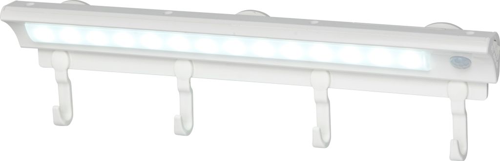 LED Sensorleuchte Garderobenleiste mit Bewegungsmelder Dämmerungssensor 4 Haken