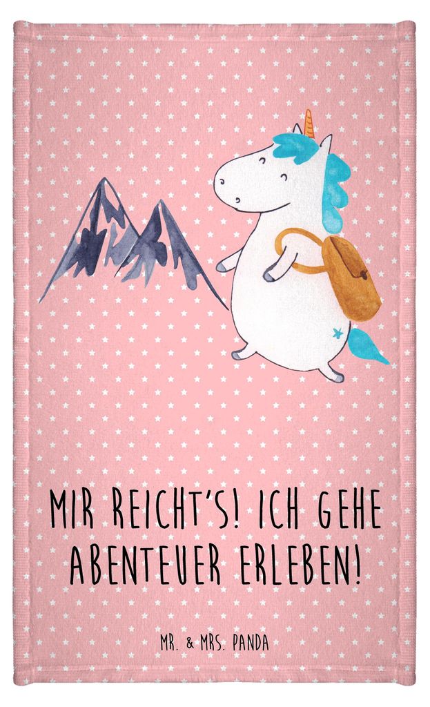 Mr. & Mrs. Panda Handtuch Einhorn Bergsteiger - Rot Pastell - Geschenk, badezimmer, Berge, Unicorn, Reisen, Gästehandtuch Bunt, Mini-Handtuch, gä...